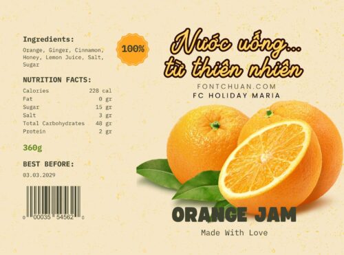 Font FC Holiday Maria Regular Việt Hóa làm nhãn mác thực phẩm